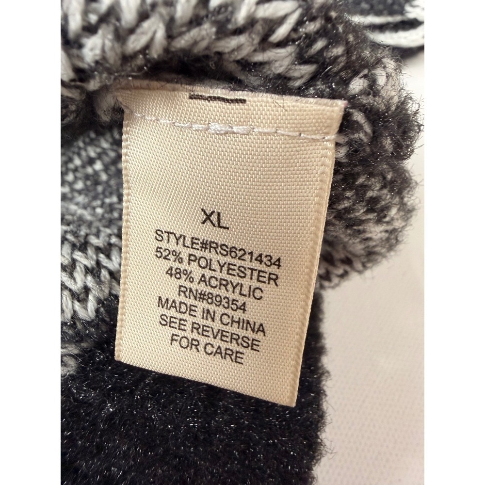 No Comment Checkerboard Sweater Womens XL Black White Excellent Fuzzy Crewneck - Picture 5 of 7